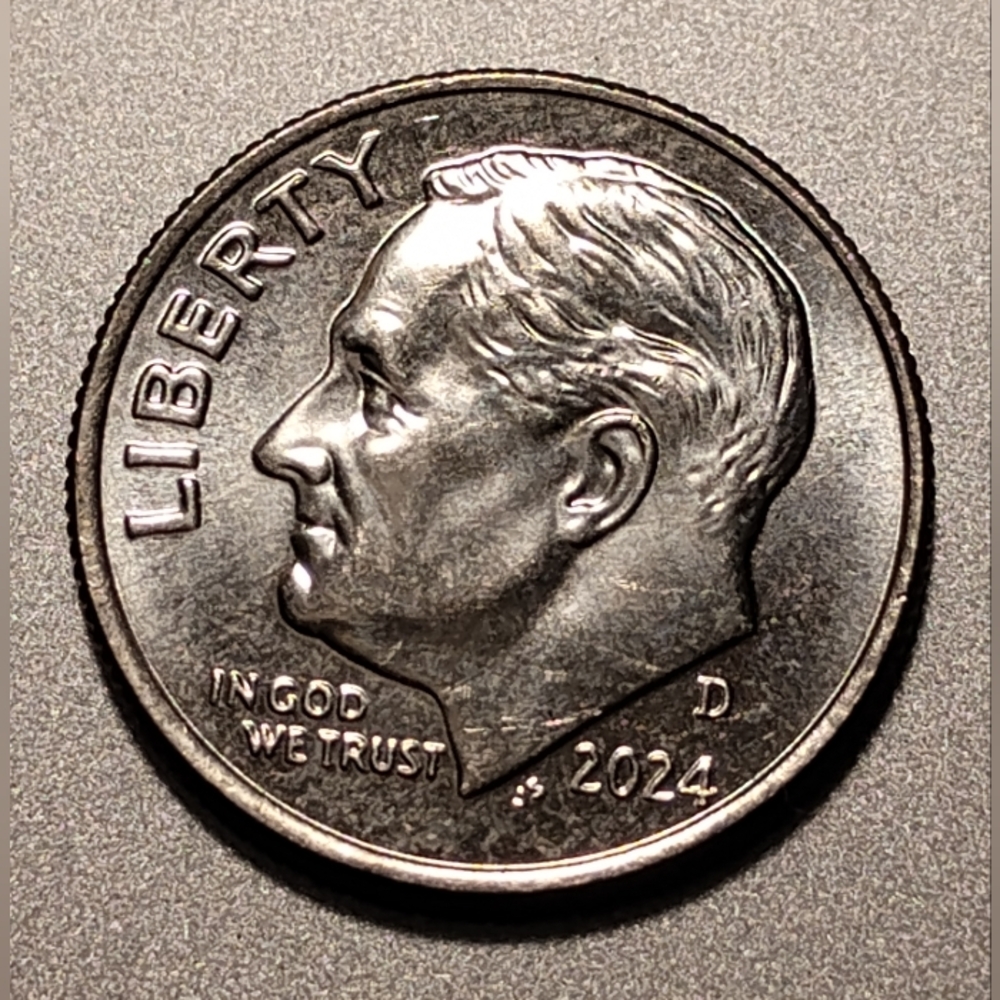 Silver Color Dime Coin U.S. 2024 D Circulated Good Condition Collectable